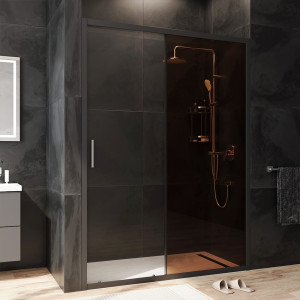 W90G-140-1-195BBr Solo Дверь душевая 140х195 стекло бронзовое профиль черный матовый AM.PM Gem