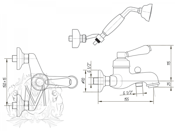 Cмеситель MIGLIORE Ermitage ML.ERM-7002.BI.CR для ванны, хром  - Вид №3