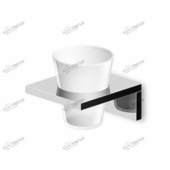 ZAC413 Настенный подстаканник со стаканом из матового стекла. Zucchetti Aguablu 