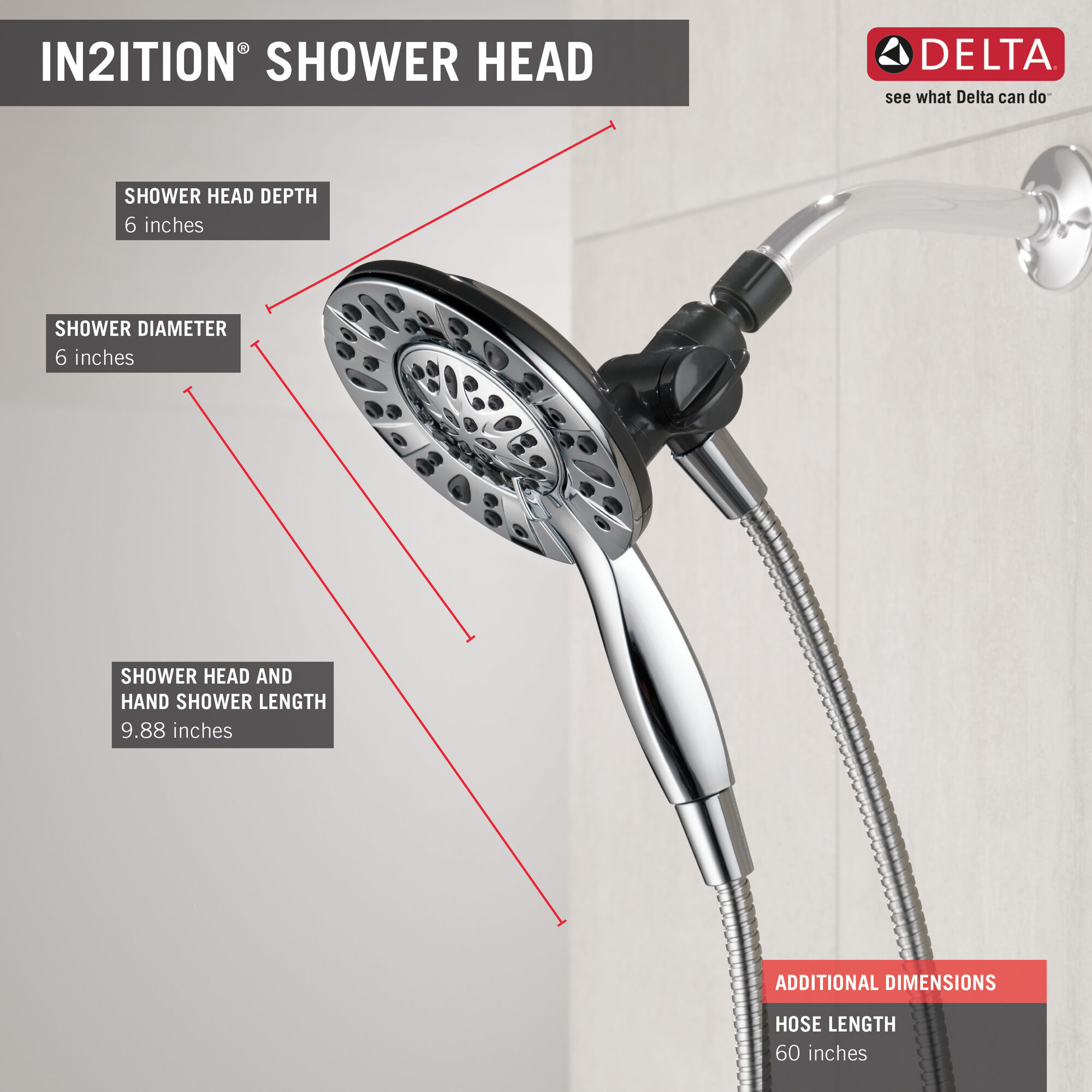 75491 In2ition® Душ два в одном с 4 настройками Delta Faucet DELTA Хром - Вид №7