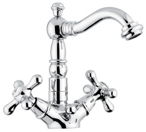 12615BO Смеситель Deco Old 12615 с донным клапаном для раковины, цвет белый-золото