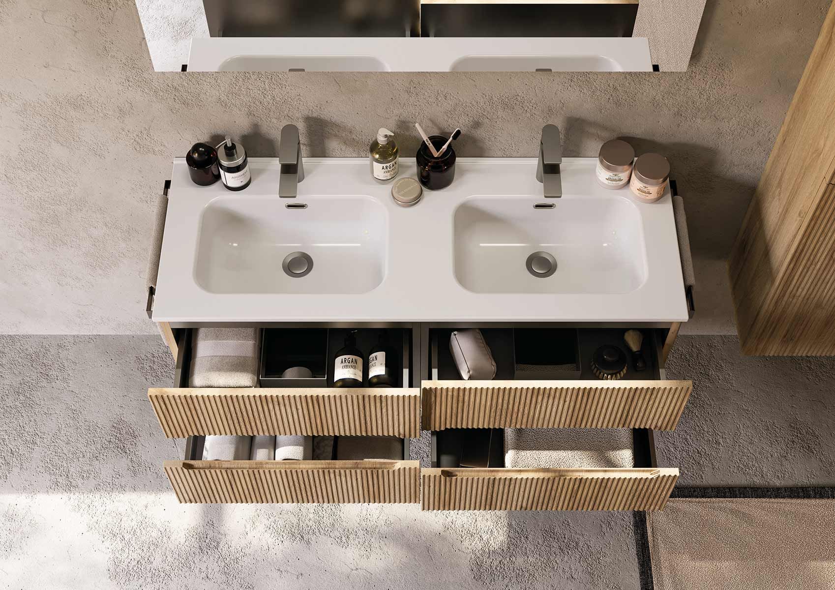 Деревянный подвесной умывальник со встроенным умывальником LEGNOBAGNO Verso ARCH-00119093 - Вид №1