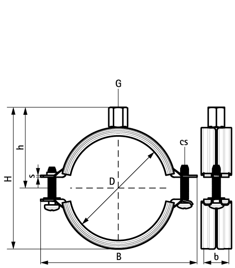 33435118 2S Хомуты с вкладышем epdm (M8/10) для стальных, медных, чугунных и пластиковых (многослойных) труб walraven  - Вид №1