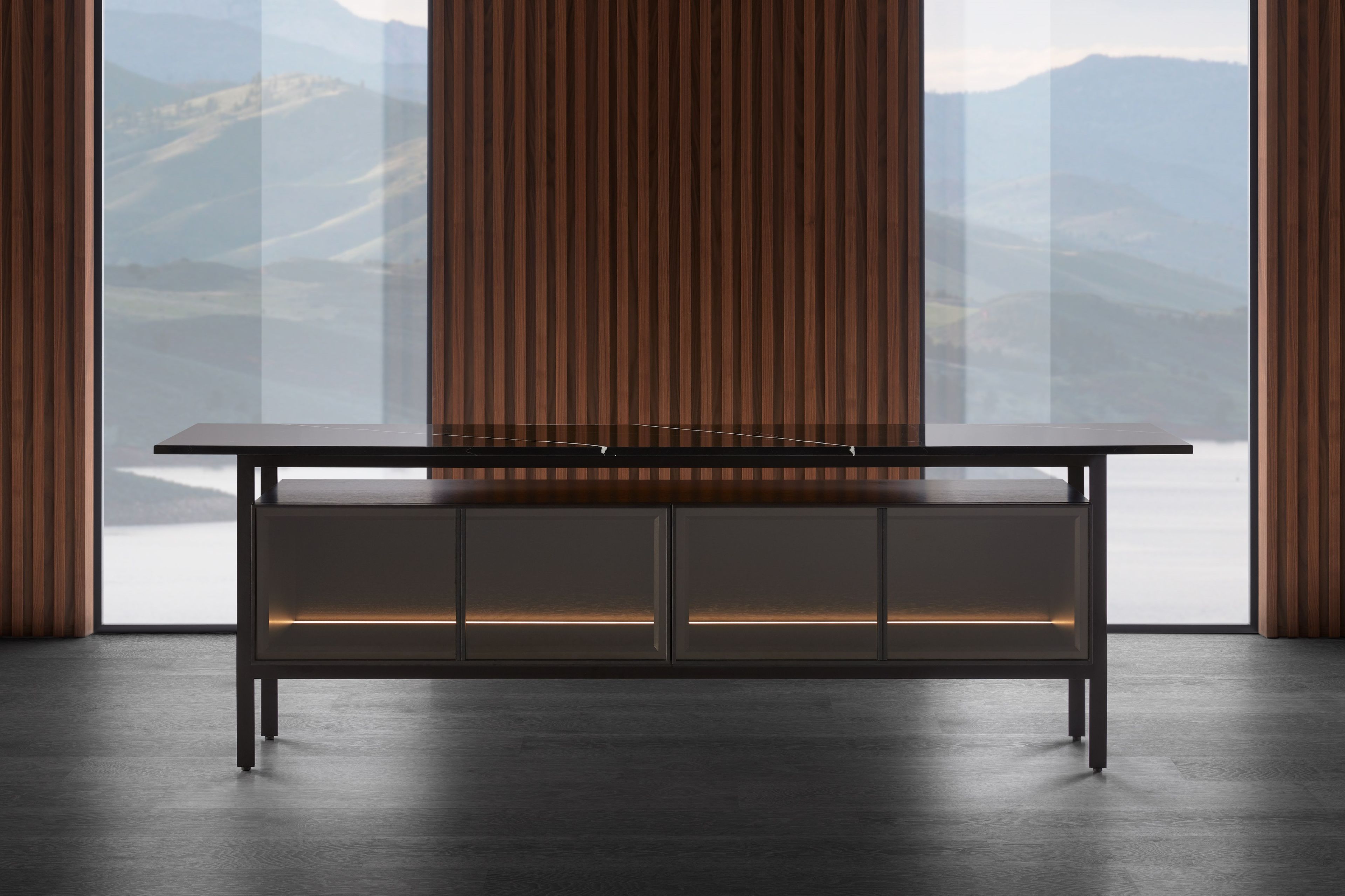 Шкаф из дерева и стекла с откидными дверями Punt Чикаго ARCH-00074008 - Вид №10