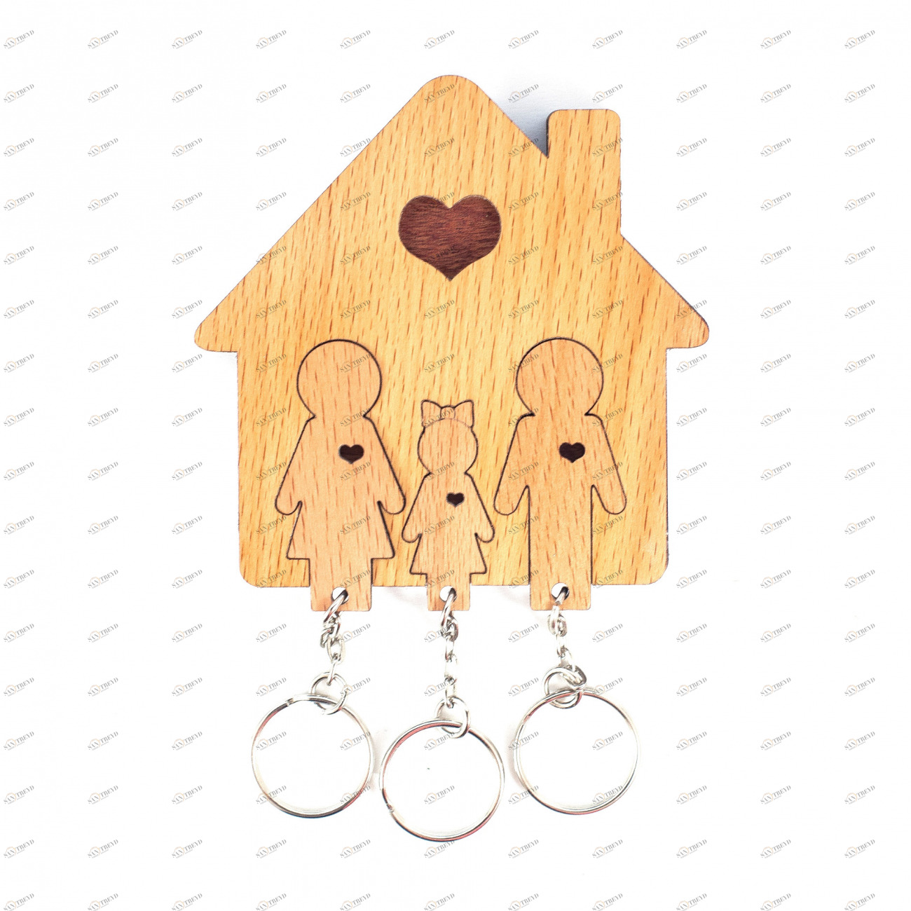 Ключница «Семья с дочерью» MIMI  300588 Натуральное дерево 