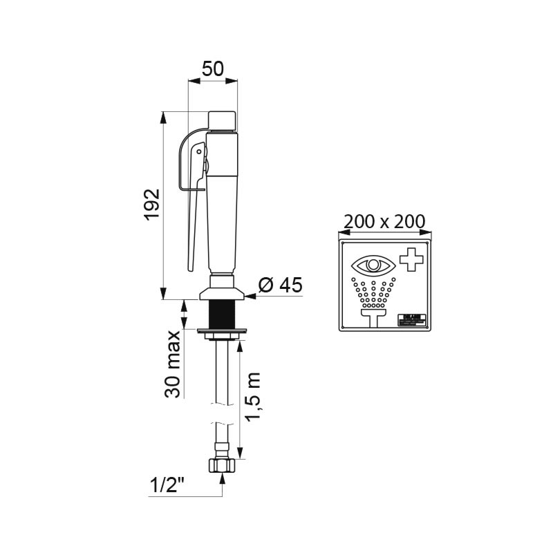 9140C Ручной аварийный душ для глаз DELABIE  - Вид №1