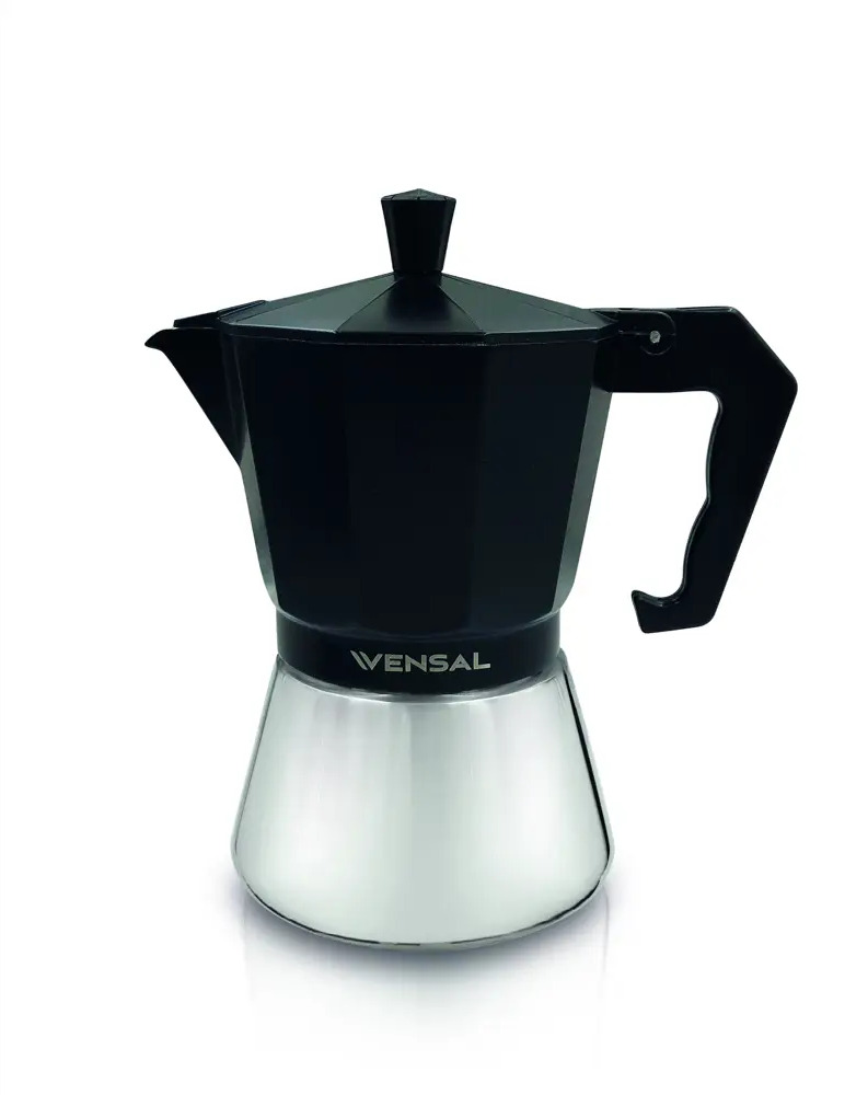 91233003 Гейзерная кофеварка Vensal VS3201 300 мл 6 чашек литой алюминий цвет черный STLM-0888538