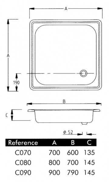 Поддон стальной 80х80 80*80*16 Santreyd 13424 - Вид №1