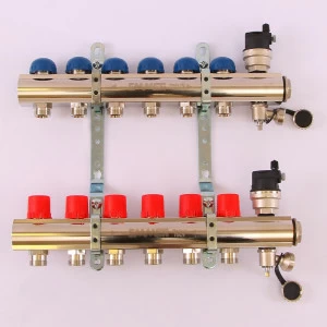 Коллекторная группа TOPWAY с регулировочными и термостатическими вентилями с метрической резьбой EMMETI 1"xM24x19 6 выходов