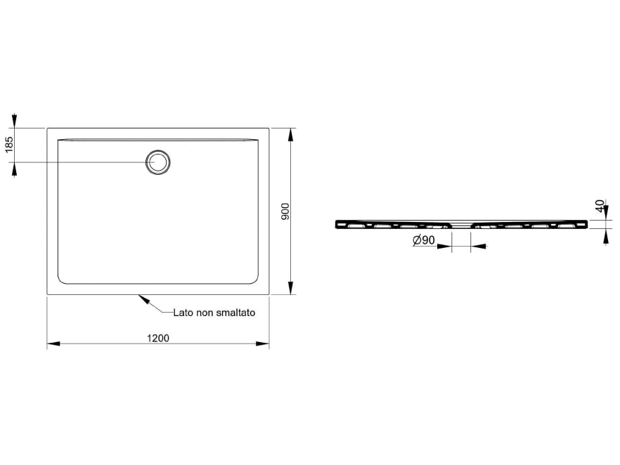 Керамический нескользящий прямоугольный поддон для душа Ceramica Dolomite SQUASH ARCH-00046905 - Вид №17