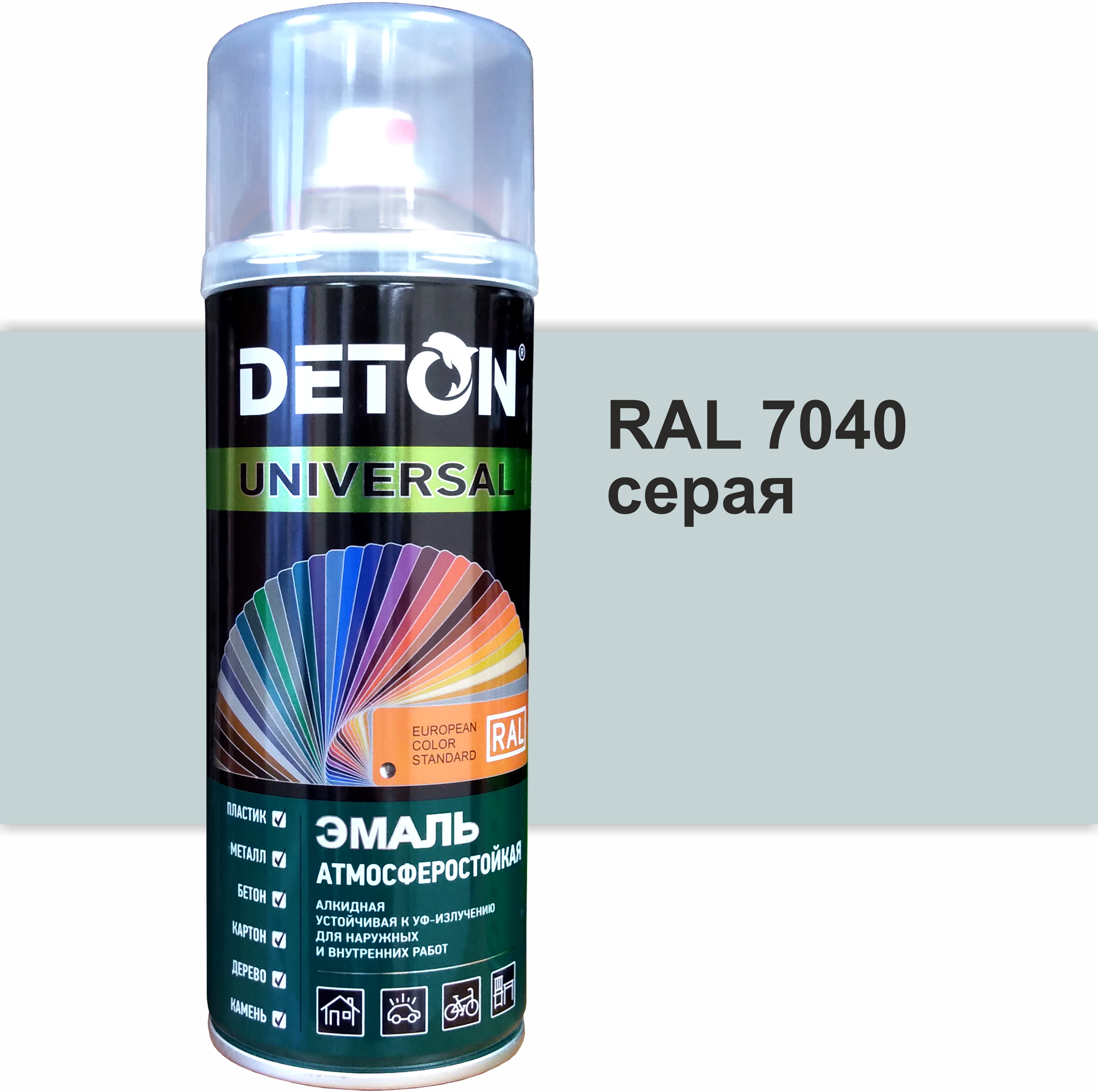 90357132 Эмаль аэрозольная DTN-A70142 алкидная RAL 7040 серый глянцевый 520 мл STLM-0198987 DETON