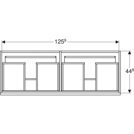869532000 Шкафчик для двойной встраиваемой раковины Geberit Renova Plan, с двумя выдвижными ящиками и двумя внутренними выдвижными ящиками Geberit  - Вид №2