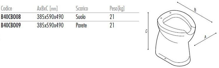 B40cbo08 - b40cbo09 Приставной унитаз напольный Белый Ponte Giulio Casual Италия - Вид №1