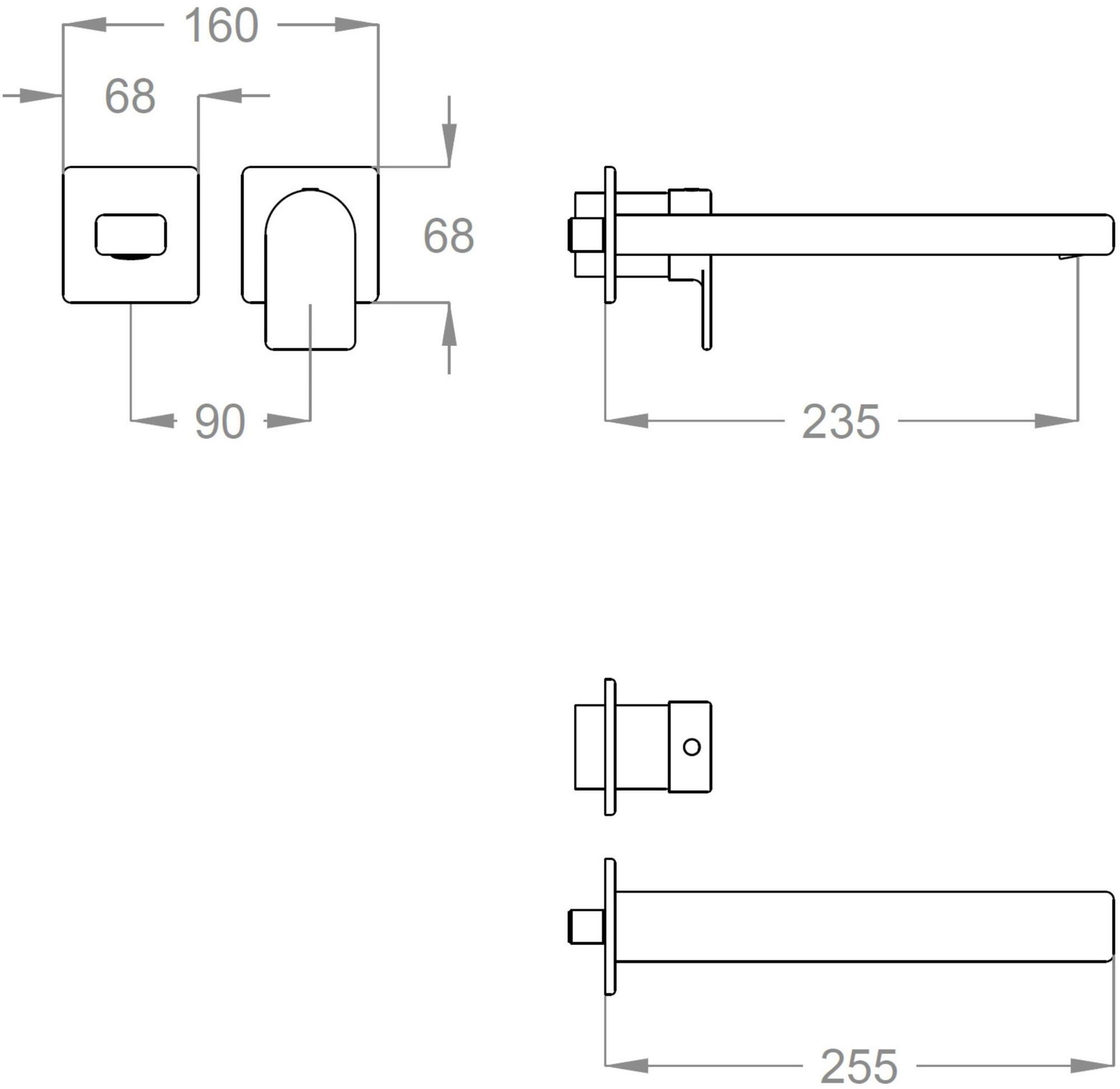 Fir Italia Смеситель для умывальника настенный из латуни на 2 отверстия Doda 67 6718208 - Вид №1