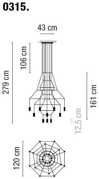 Vibia Светодиодный подвесной светильник с диммером Wireflow chandelier 0315 - Вид №1