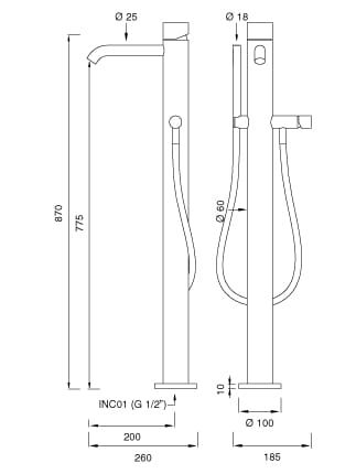 Смеситель для ванны из нержавеющей стали CEADESIGN GIOTTO PLUS ARCH-00005434 - Вид №1