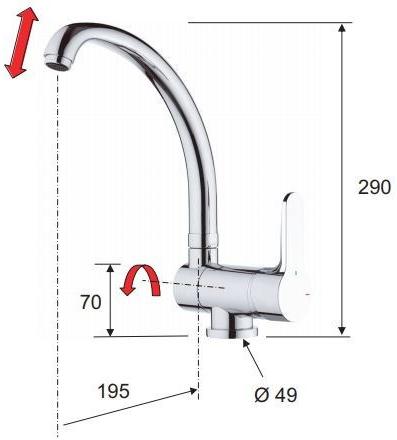 Remer Rubinetterie Кухонный смеситель с поворотным и откидным изливом Winner eco We 42 r lt8 - Вид №1