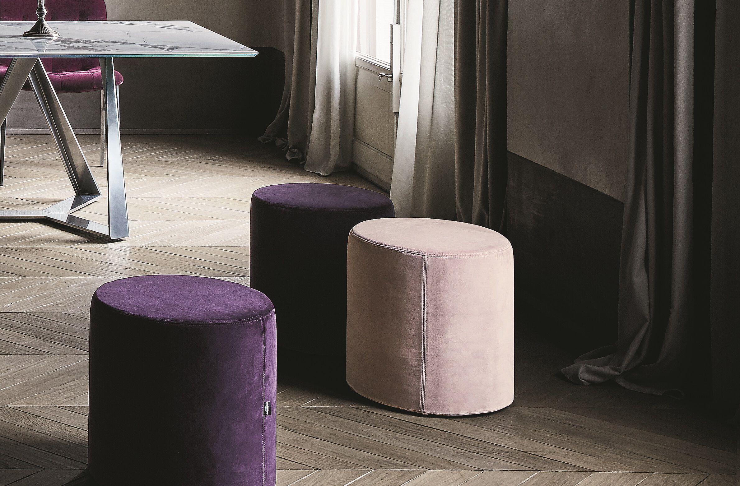 Круглый кожаный пуф Bontempi Casa BADU ARCH-00148294 - Вид №1