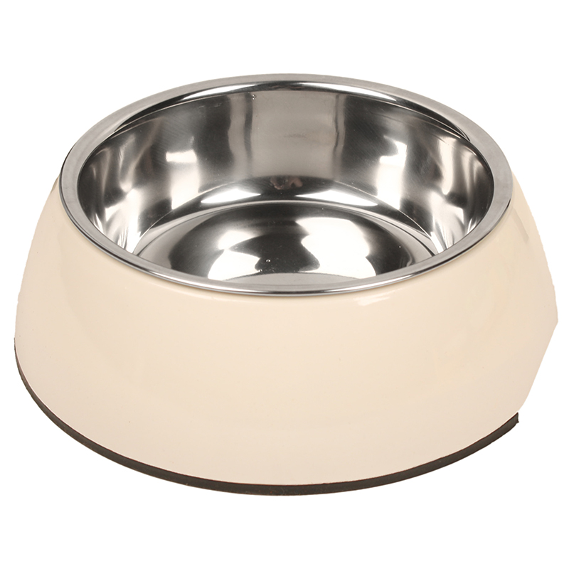 ПР0038114 Миска для животных металл на меламиновой подставке, белая 380мл MAJOR 