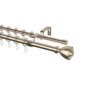 Настенный карниз раздвижной двухрядный KREAFORTA Решт d16/19 160-300 см металл цвет латунь