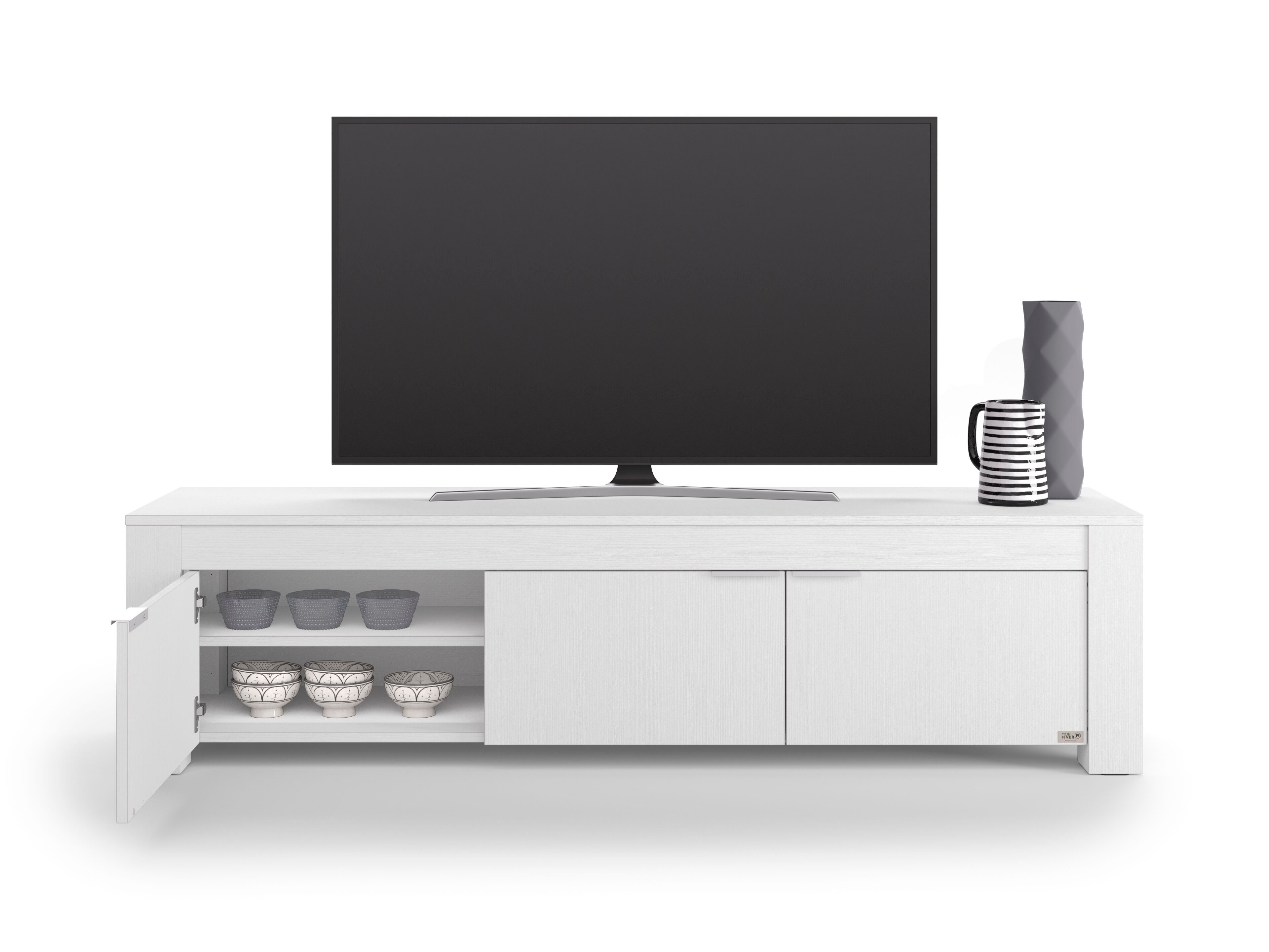 ТВ-шкаф из белого ясеня с распашными дверцами Mobili Fiver Rachele ARCH-00111184 - Вид №1