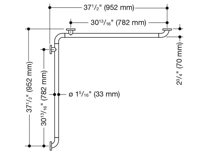 801.35BUS120 Душ, поручни для ванны (ада) HEWI USA Produkte  - Вид №5