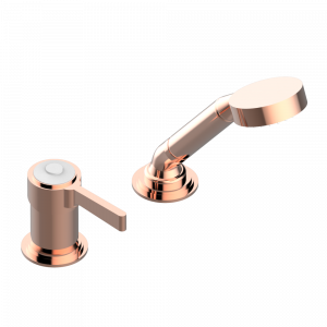 G2J-6523/60A Смеситель керамический устанавливаемый на борту с ручным душем Thg-paris Faubourg - белый фарфор - с рукоятками Розовое золото