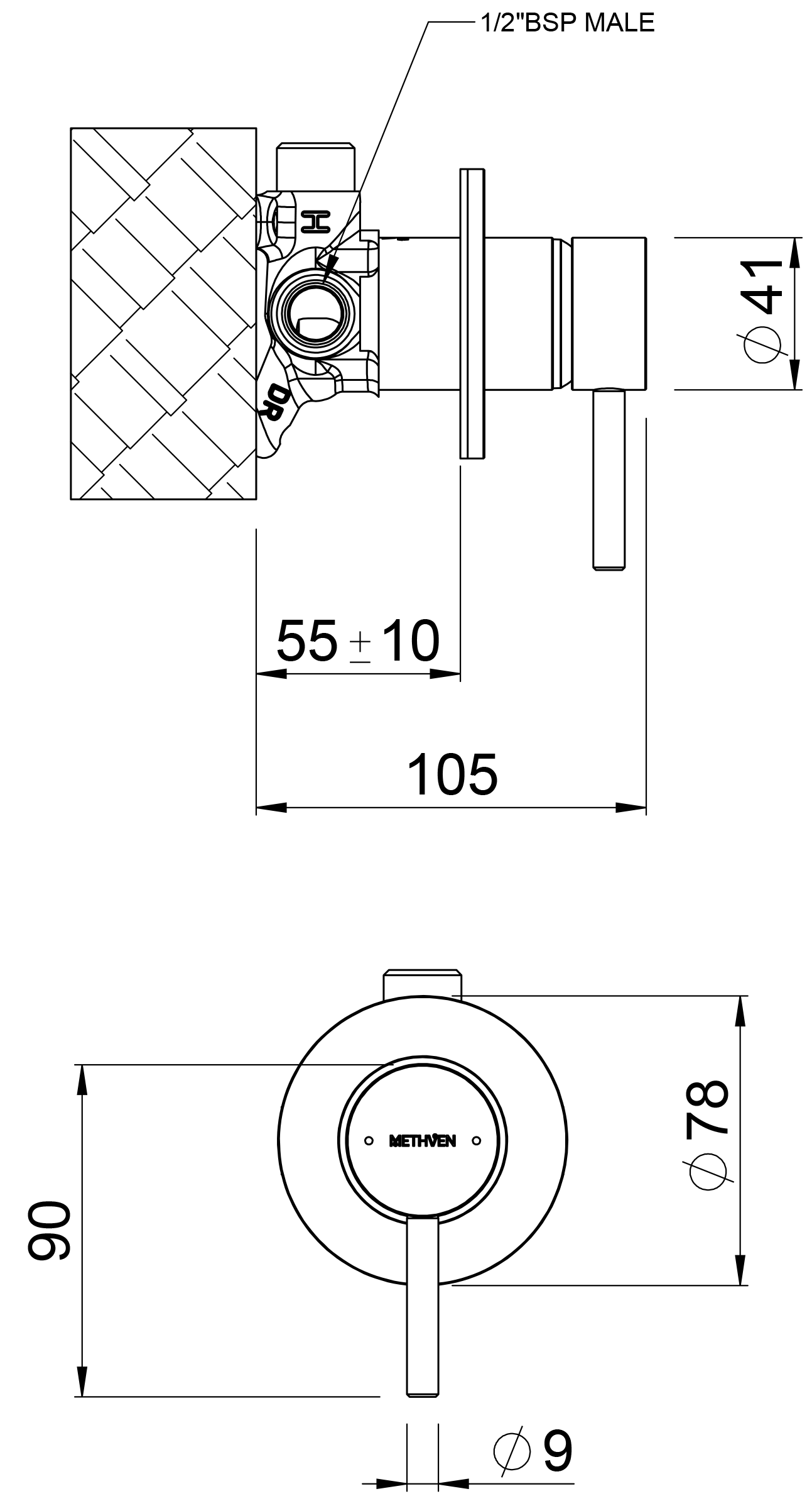 TUHPSGD Смеситель для душа Turoa Methven Матовое золото  - Вид №1