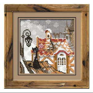 0610 Набор для вышивания Город и кошки. Зима. 13 х 13 см RIOLIS Сотвори Сама