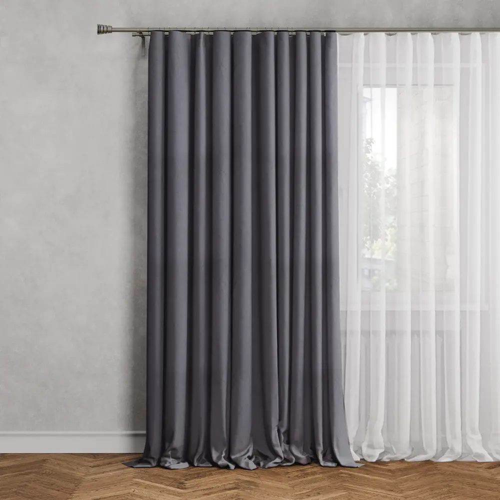 СТОЛИЦА ТЕКСТИЛЯ Бархатная штора темно-серого цвета 140×270 см 89376360 STLM-1573398