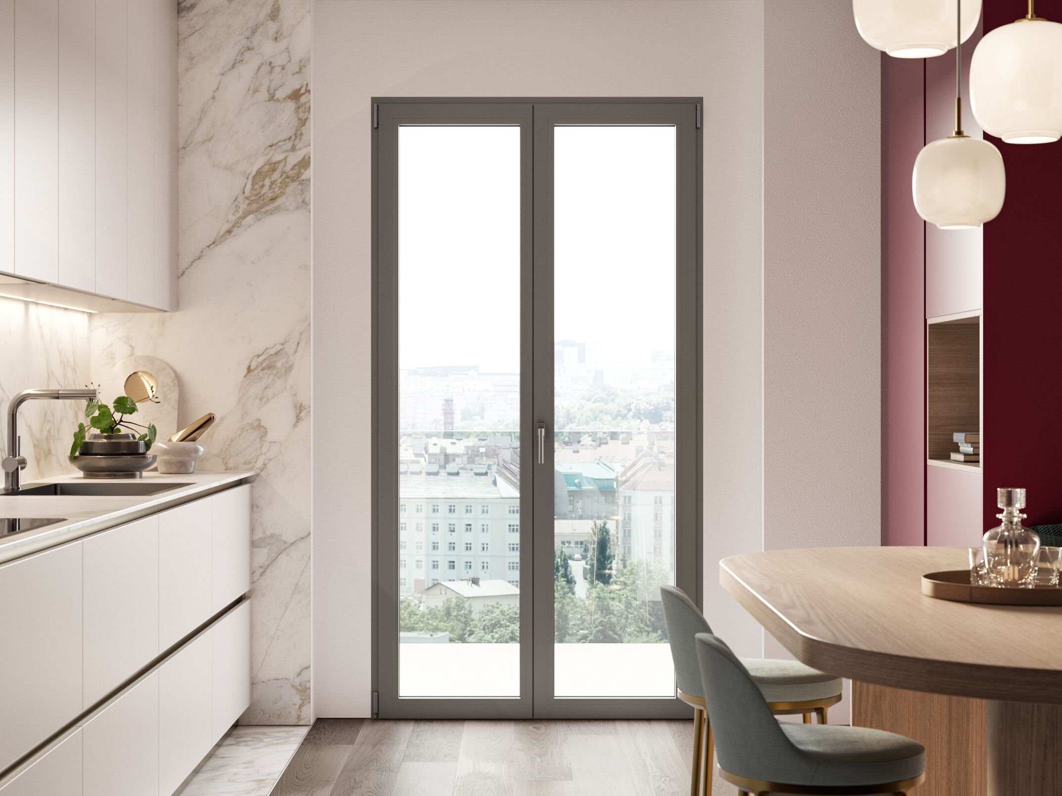 Алюминиевая створчатая дверь-окно WnD ECOFUTURAL ARCH-00147101