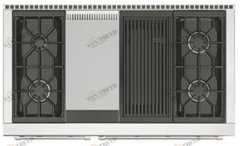 Wolf Газовая встраиваемая плита из нержавеющей стали Piani cottura professionali Icbsrt484cg 