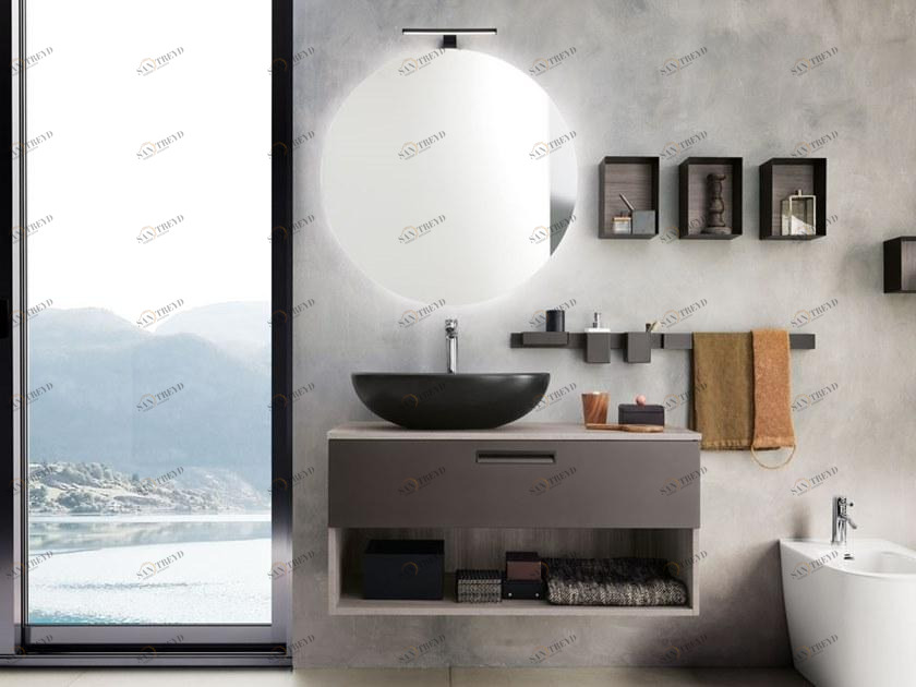 Archeda Тумба под умывальник подвесная с ящиками и зеркалом Light sun-id-1508580