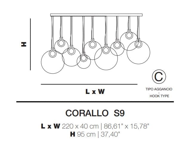 Стеклянный светодиодный подвесной светильник Euroluce Lampadari Коралл ARCH-00071876 - Вид №1