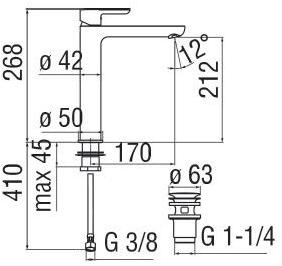 Nobili Rubinetterie Смеситель для раковины, устанавливаемый на столешницу, с ограничителем потока Abc Abe87128/2cr - Вид №2