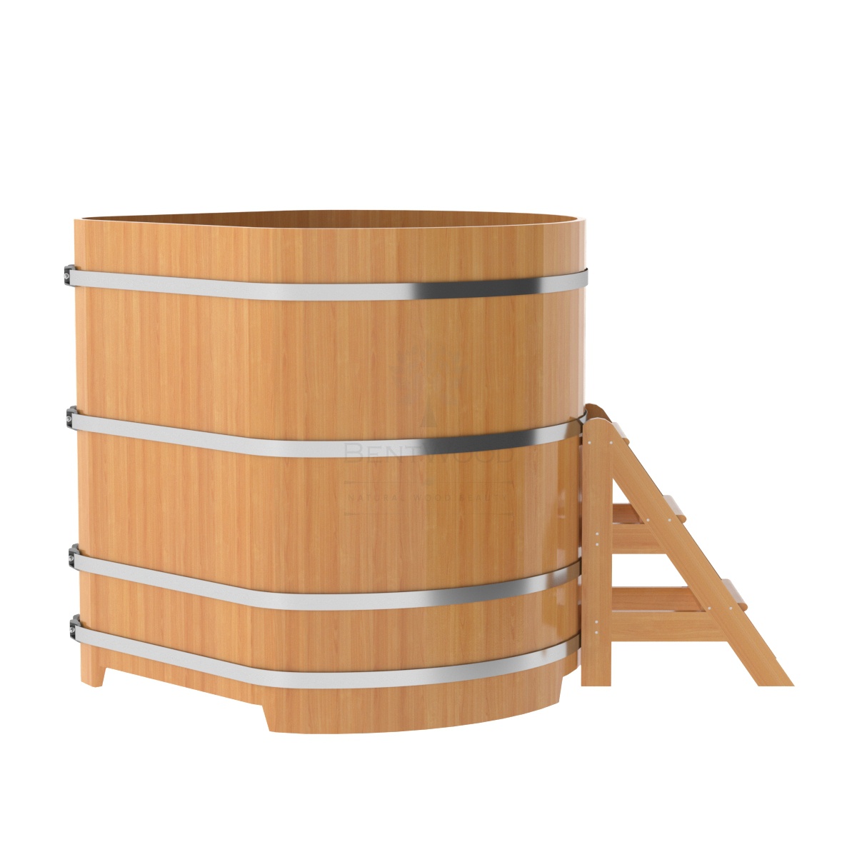 1245 Купель угловая из лиственницы 1,37х1,37х1,4 натуральная премиум Alyarus  - Вид №2