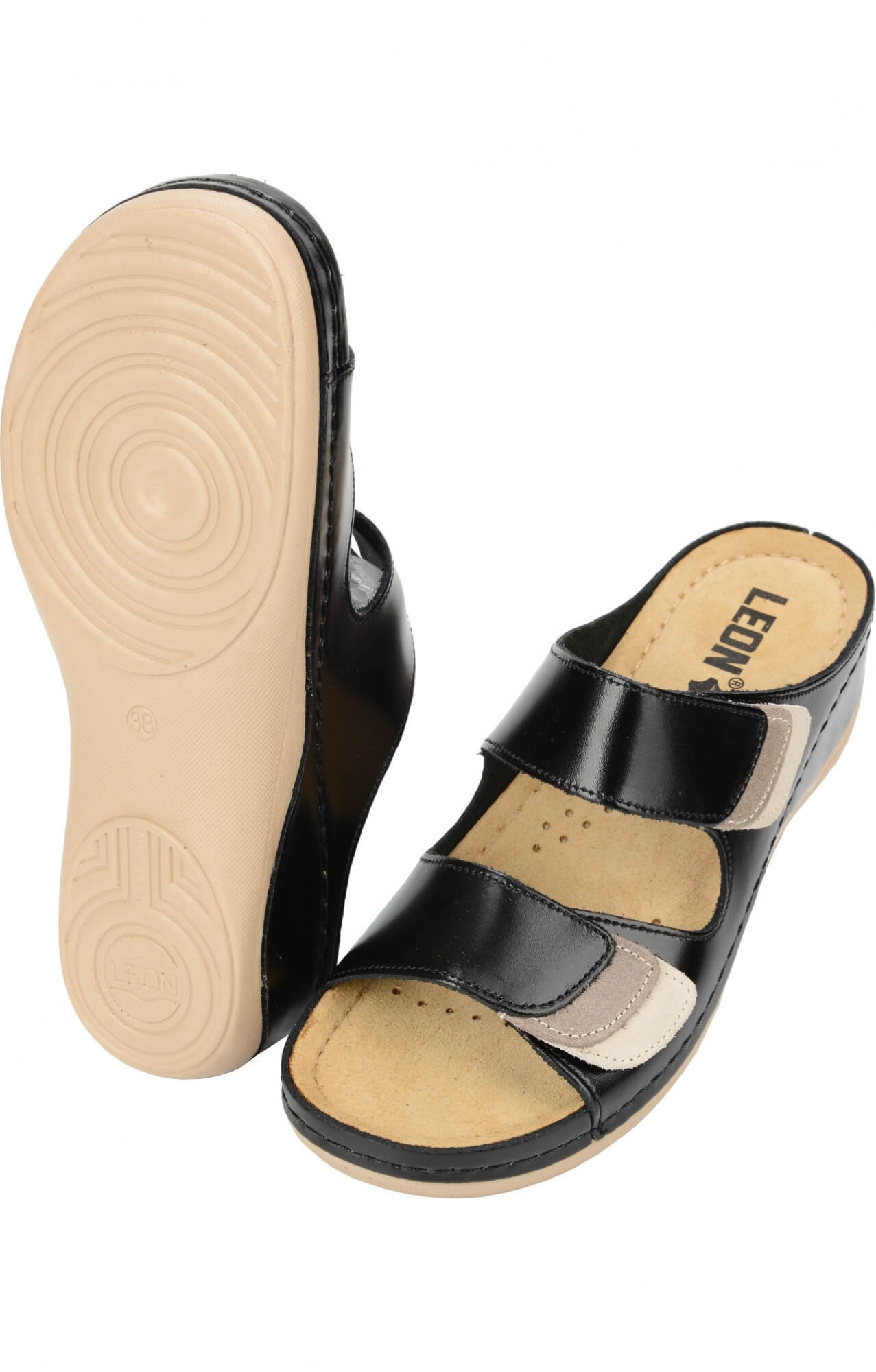62382 Сандалии "Leon" женские черные LEON  Врач  размер 38 