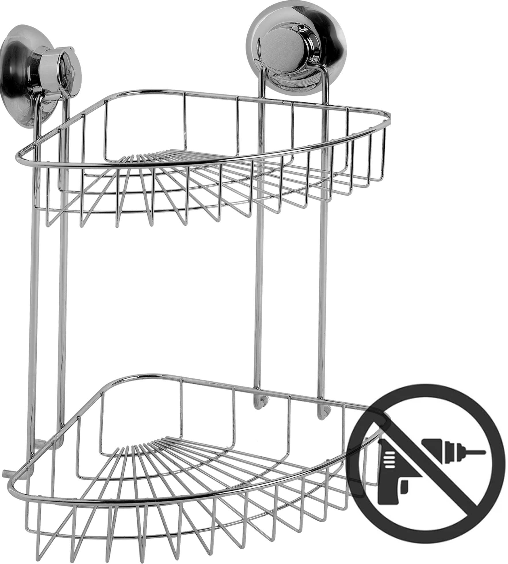 15490444 Корзинка подвесная угловая двойная Fest «» на вакуумной присоске, сталь, цвет хром Expanse STLM-0006010 Santreyd