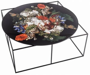 MOMENTI Низкий круглый металлический журнальный столик The black attitude