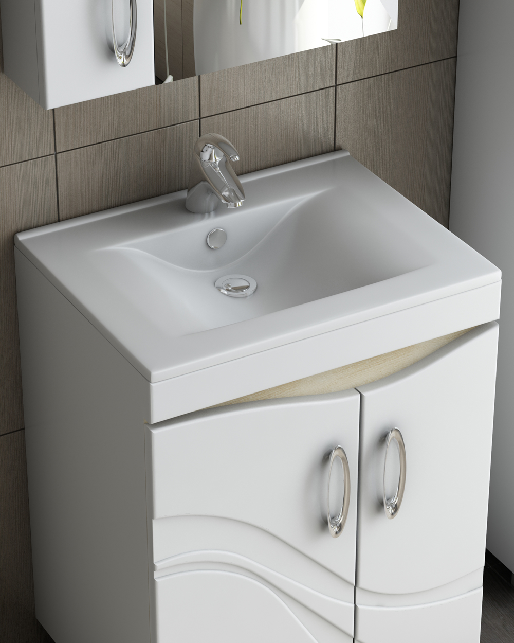 Тумба с раковиной Mirella 600 (Калипсо)600⨉460⨉830 мм белый Santreyd sun-id-665202 - Вид №3