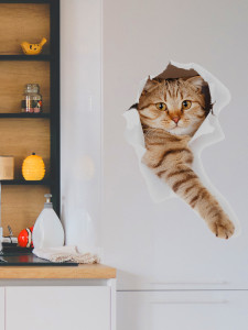 90741811 Наклейка Котик с лапкой 12029 30x40 см, 1 шт STLM-0363754 GREAT IDEA