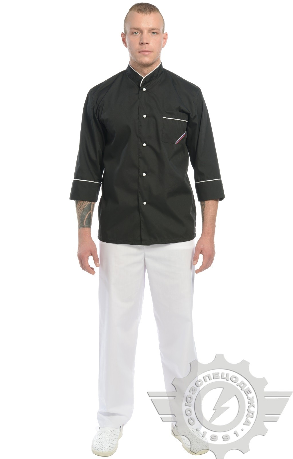 69102 Куртка поварская "Люкс-Лайт" черная  Повар  размер 48-50/182-188 Спецодежда  - Вид №9