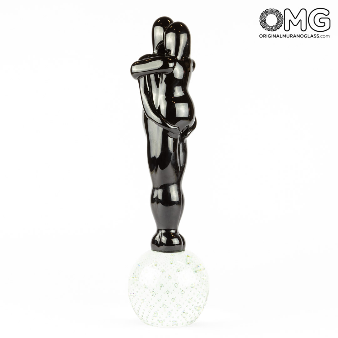 3585 ORIGINALMURANOGLASS Скульптура Влюблённые - чёрная - муранское стекло OMG 10 см  - Вид №1
