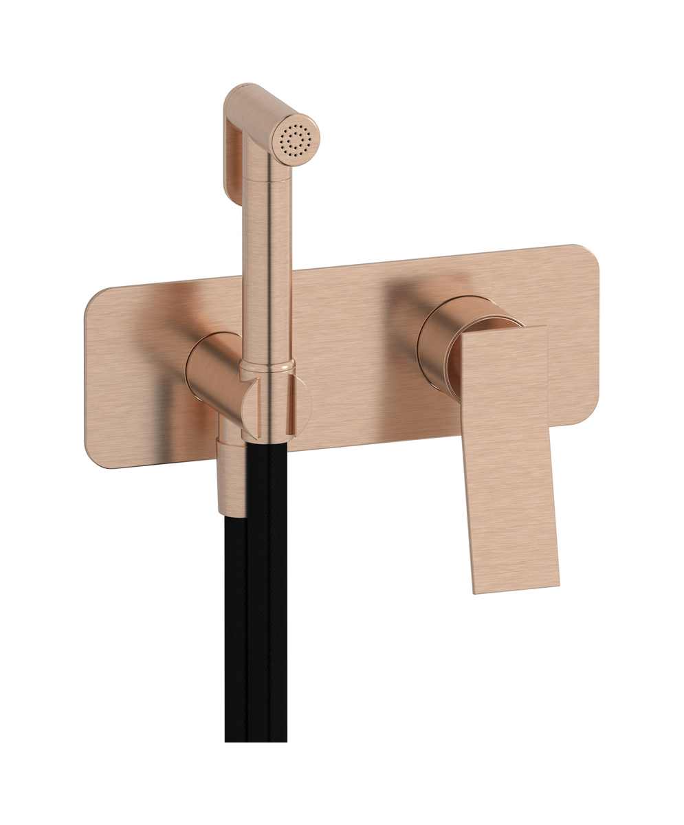 Внешние части гигенического душа со смесителем. WE ARE IB wa310cf Brushed Rose Gold Wave