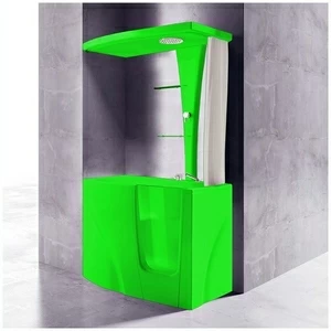 Ванна с кабиной GRUPPO TREESSE GEN-Y TOP STD-V3417|B3411-LX зеленая угловая сидячая с дверью левосторонняя