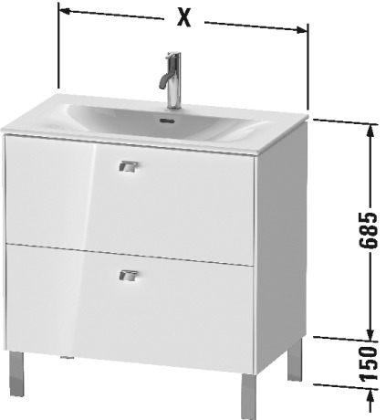 BR451209191 Brioso Тумбочка напольная Серо-коричневый декор Duravit - Вид №3