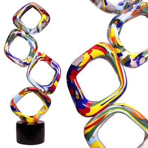 4542 ORIGINALMURANOGLASS Скульптура Кубик Рубика - Красочный всплеск - муранское стекло OMG 47 см