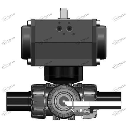 SANIT GB02R9351 3-ходовой шаровой кран ТКД, ПП, д 20 - 63 г, ПП Л.С. гнездо, Т отверстия, С.А 