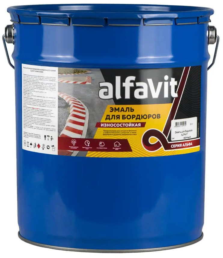 91262495 Эмаль для бордюров Альфа Alfavit черная 25 кг STLM-0854659