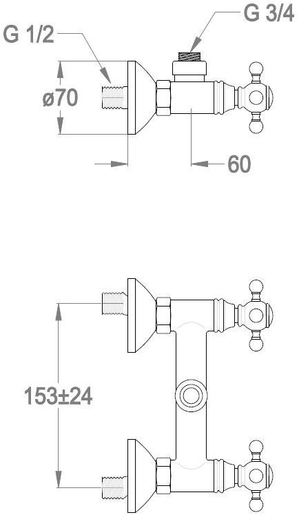 Fir Italia Смеситель для душа на 2 отверстия Melrose 20 2032012 - Вид №1